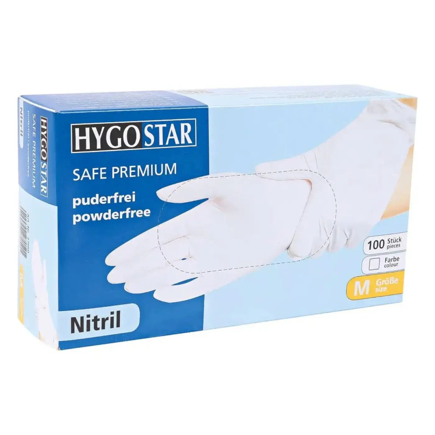 Hygostar Safe Premium Nitrilhandschuhe Weiß puderfrei latexfrei – Clendo