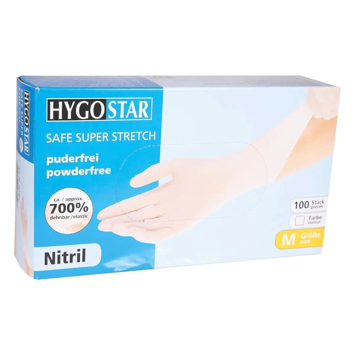 Hygostar "Safe Super Stretch"  Nitril-Handschuhe Weiß 100 Stück.