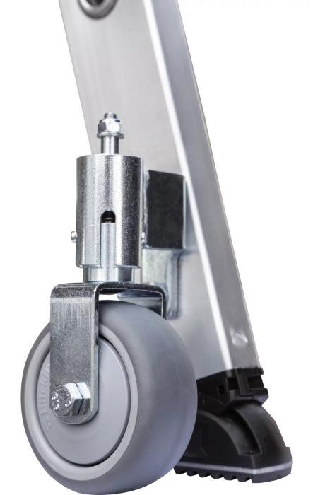 Munk Günzburger Steigtechnik Stufen-Stehleiter beidseitig begehbar mit Rollen Ausführung