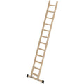 Munk Günzburger Steigtechnik Stufen-Anlegeleiter aus Holz mit Traverse