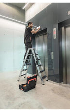 Munk Günzburger Steigtechnik Stufen-Stehleiter beidseitig begehbar mit clip-step relax Ausführung