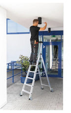 Günzburger Steigtechnik Stufen-Stehleiter einseitig begehbar mit Rollen