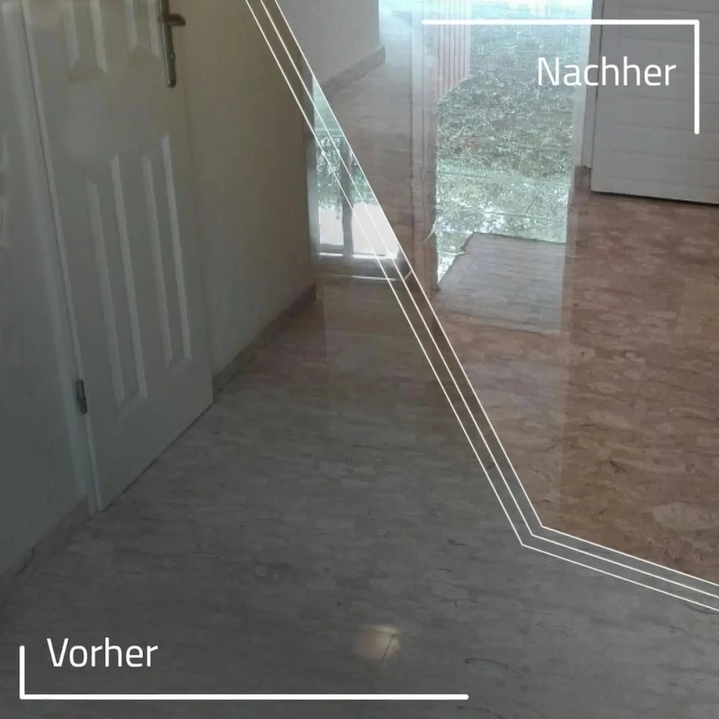 Polierter beiger marmorboden mit feiner musterung hergestellt mit herwetec schukolin polymergrund plus härter