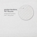 Weisse hygoclean papierhandtücher aus 2-lagigem fsc-recyclingpapier mit geprägter oberfläche und v zz-falzung