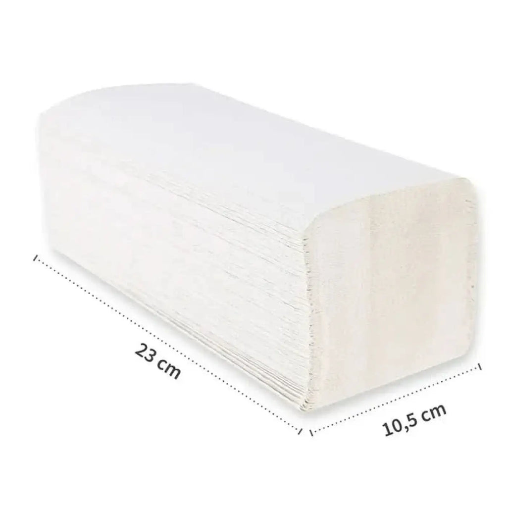 Hygoclean papierhandtücher 2-lagig weiß aus fsc-recyclingpapier in rechteckigem off-white spender mit weicher struktur