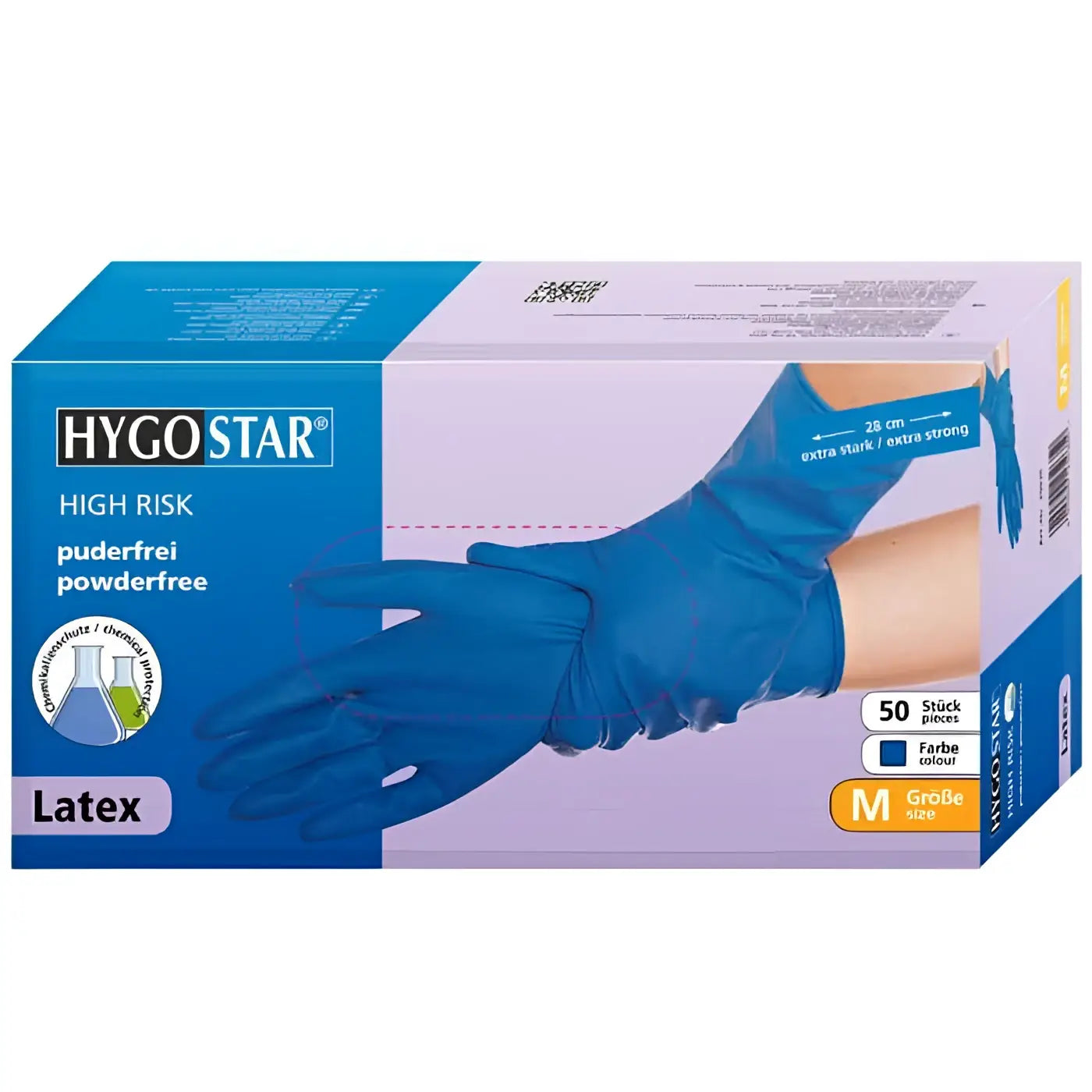 laugenbeständige handschuhe Chemikalienschutzhandschuhe Latex High Risk 50 Stück puderfrei