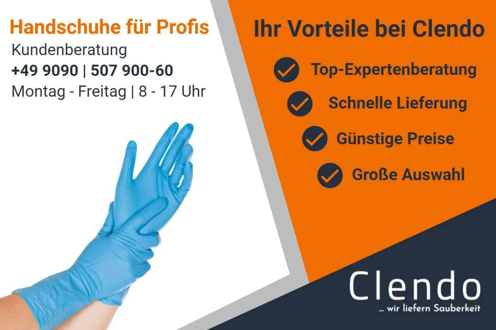 Hygostar chemikalienschutzhandschuhe triplex aus blauem latex an hand getragen