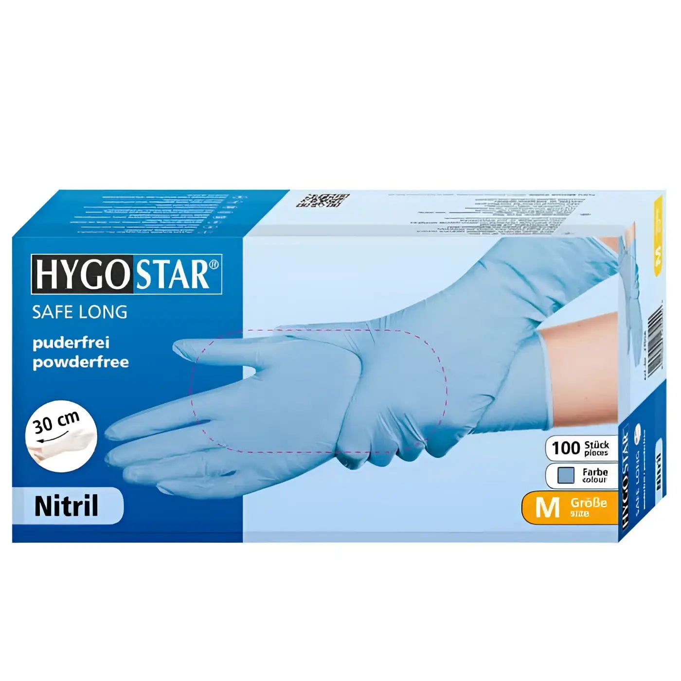 hygostar handschuhe nitril puderfrei Hygostar Safe Long Nitrilhandschuhe Blau 100 Stück puderfrei 30cm