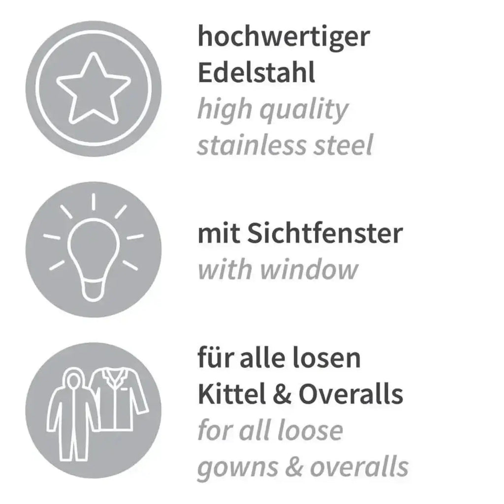 Hochwertiger edelstahl-gürtelclip mit fenster für lockere overalls und kittel hygoStar spender für overalls & kittel