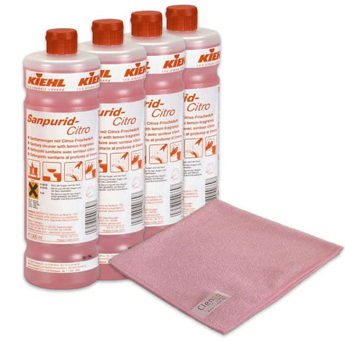 4x Set Kiehl Sanpurid-Citro Sanitärreiniger 1l inkl. Microfasertuch.