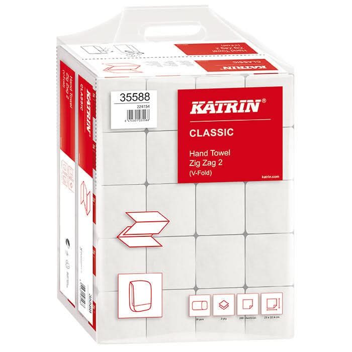 Katrin Classic Handtuchpapier Weiß 2-lagig ZZ/V-Falz 4000 Blatt.