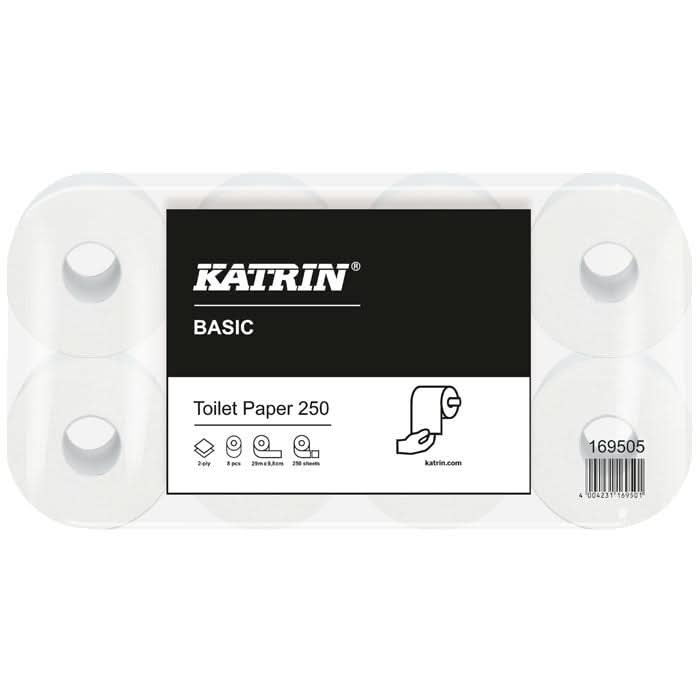 Katrin Toilettenpapier 250 Blatt Naturweiß 2-lagig 8x8 Rollen.