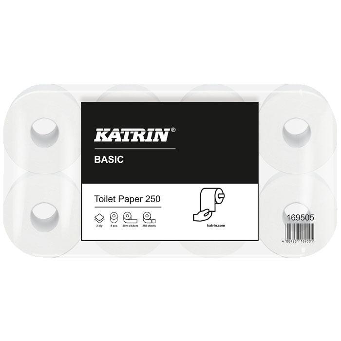 Katrin Toilettenpapier 250 Blatt Naturweiß 2-lagig 8x8 Rollen Ansicht