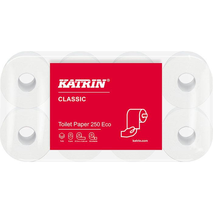 Katrin Toilettenpapier 250 Eco Weiß 3-lagig 9x8 Rollen