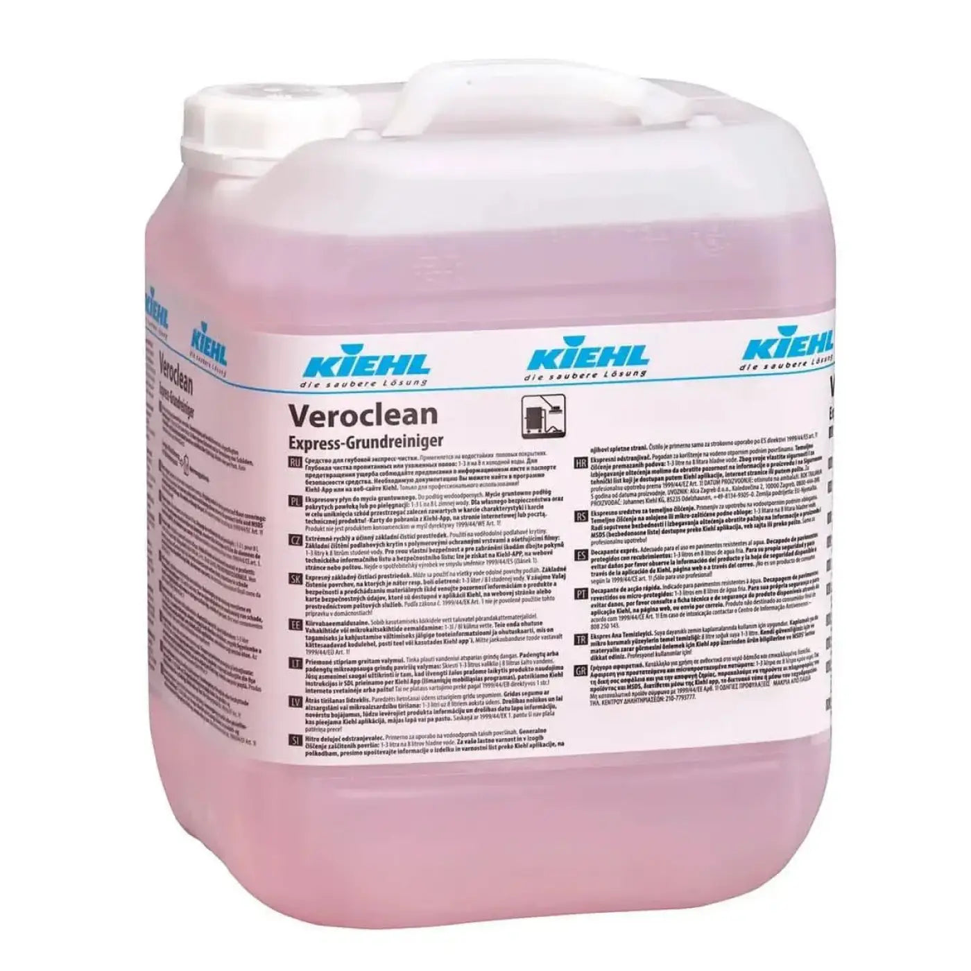 Kiehl veroclean express-grundreiniger 10l weißer kunststoffkanister mit blauer markierung und text