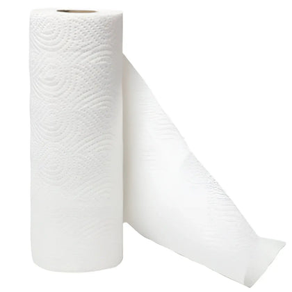 Eine rolle weiße küchenrolle 3-lagig mit subtiler wellenprägung 50 blatt im 4er pack