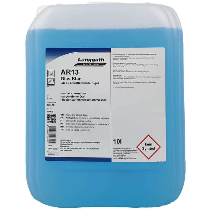 Langguth AR13 Glas Klar Gebrauchsfertiger Glasreiniger 10l.