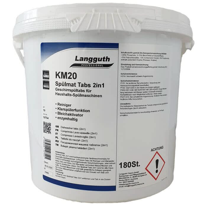 Langguth KM20 Spülmat Tabs 2in1 180 Stk. Spülmaschinentabs.
