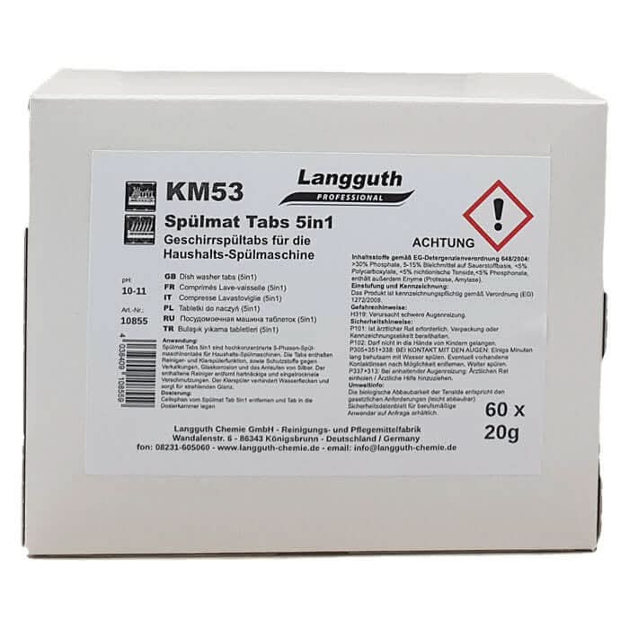 Langguth KM53 Spülmat Tabs 5in1 60Stk. Spülmaschinentabs.