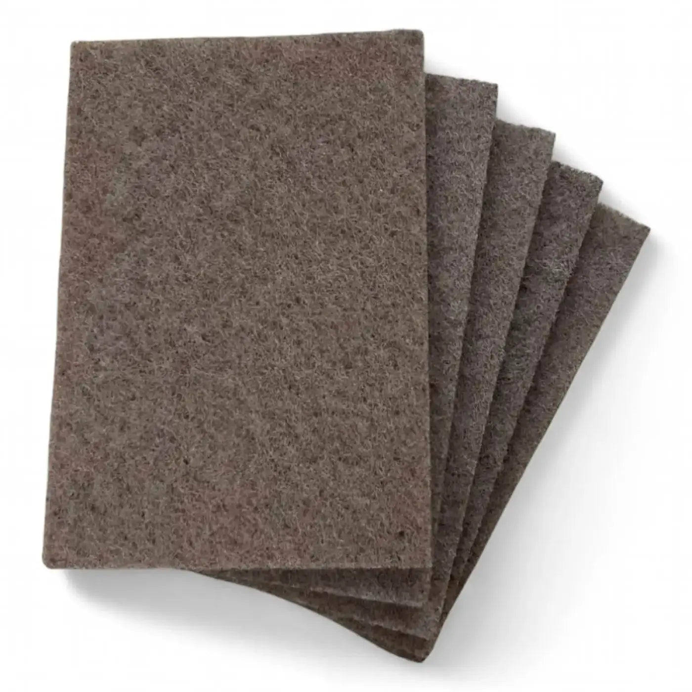 Set aus fünf dunkelbraunen, texturierten abrasiven pads für den maykker walnuss einwascher bezug