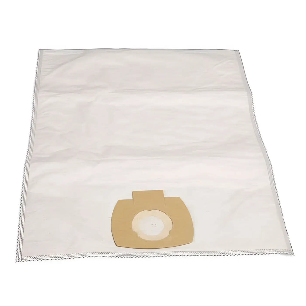 Weißes microfaser vlies-staubbeutel für nilfisk aero 21 mit beige kartonklappe und genähten kanten