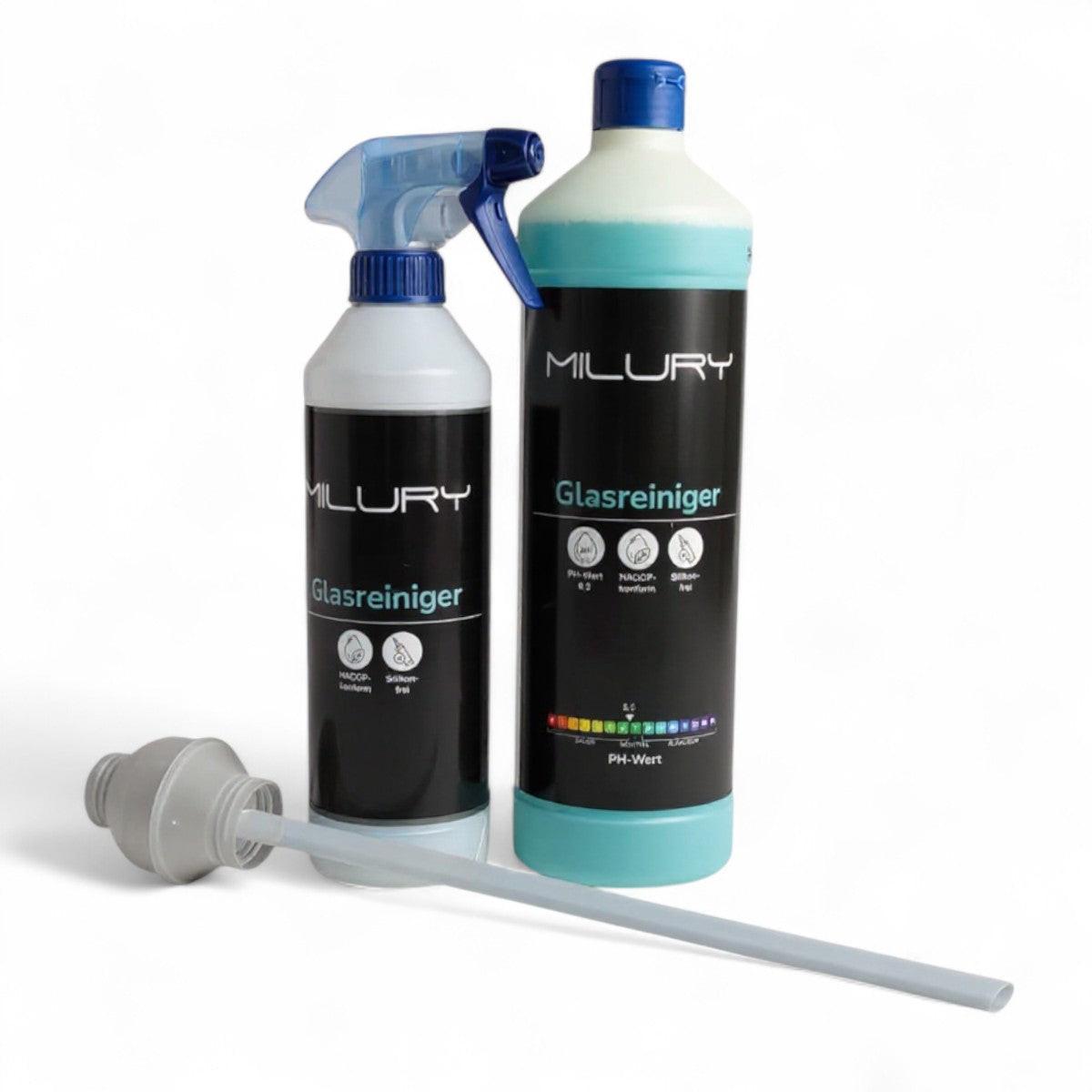MILURY Glasreiniger Flasche, leere Sprühflasche und DOsierkappe