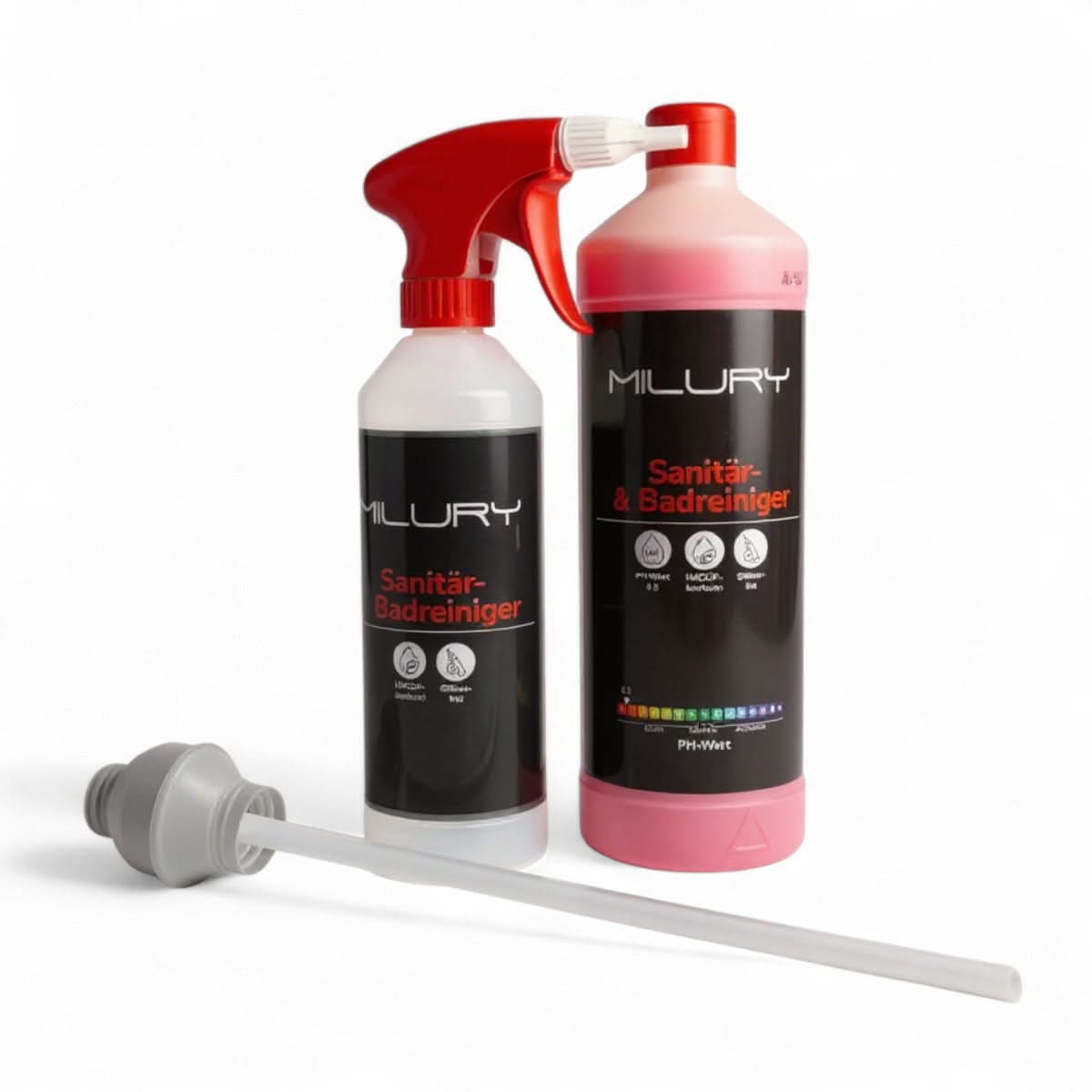 Milury Sanitär- & Badreiniger mit Sprühflasche und praktischer Dosierkugel 20 ml.