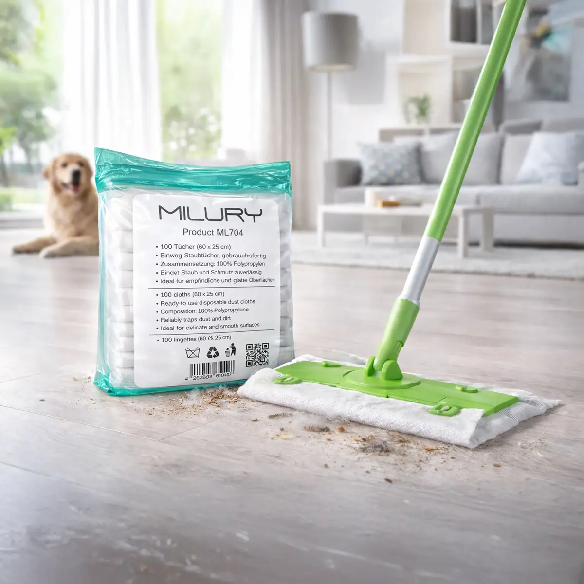 MILURY Staubtücher 60x25cm Weiß 100 Stück