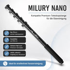 MILURY NANO Teleskopstange 78cm-250cm für die Glasreinigung