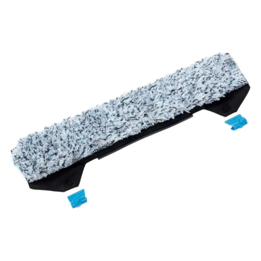 Gray and black microfiber mop head with blue plastic clips for moerman fugu fliqu einwascher bezug