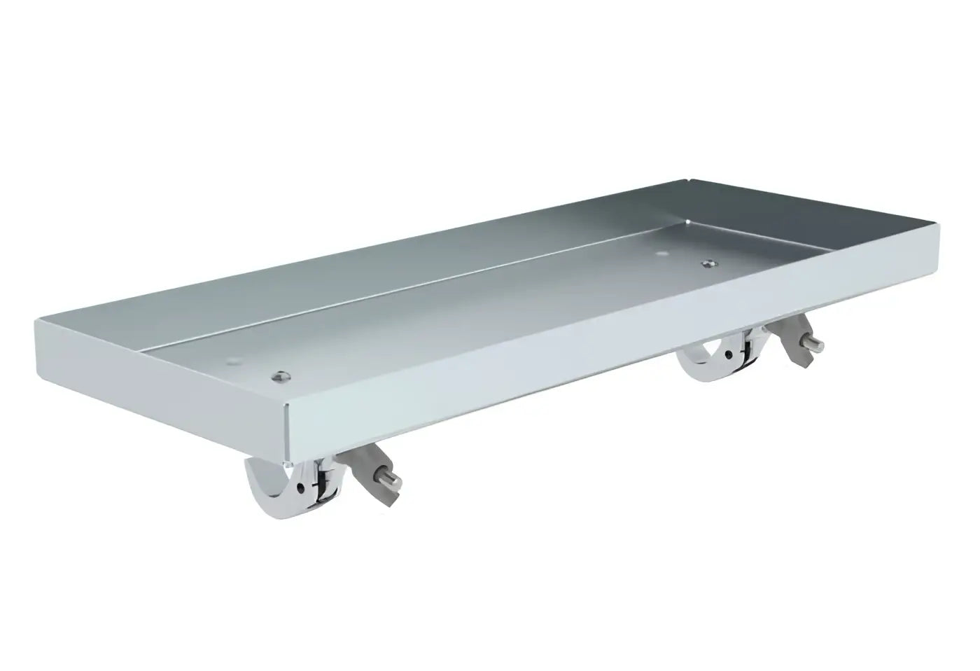 Silberner metall-utility-cart mit vier rollen für die ordnung von münk ablagenschale
