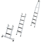 Munk glasreiniger stufenleiter spitzleiter r13 silberne aluminium mehrzweckleiter mit schwarzen gummierten stufen und füßen