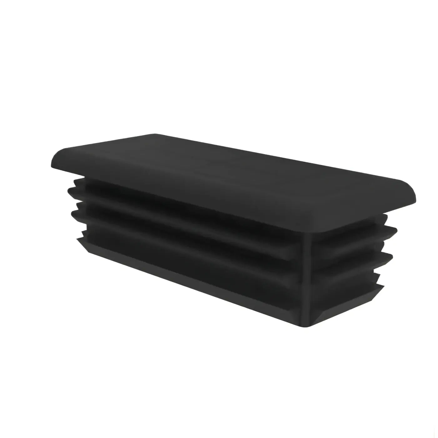 Schwarze gerade holm-abdeckkappe aus kunststoff mit geripptem rechteckigem design von munk