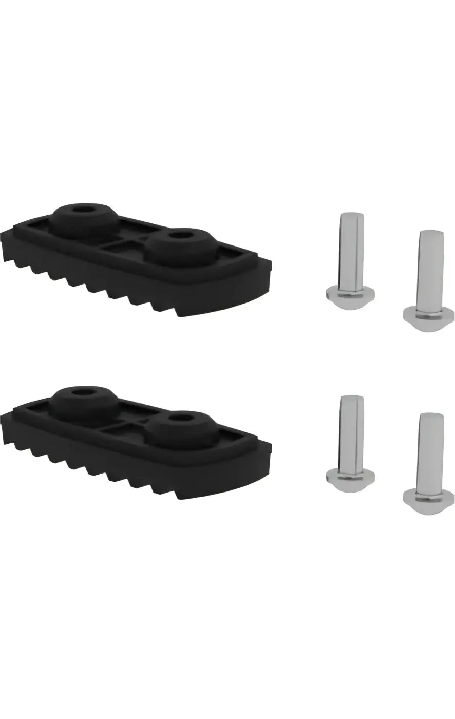 Schwarze kunststoffski-binding-baseplatten mit silbernen metallstiften der elektrisch ableitfähigen munk nivello fußplatte