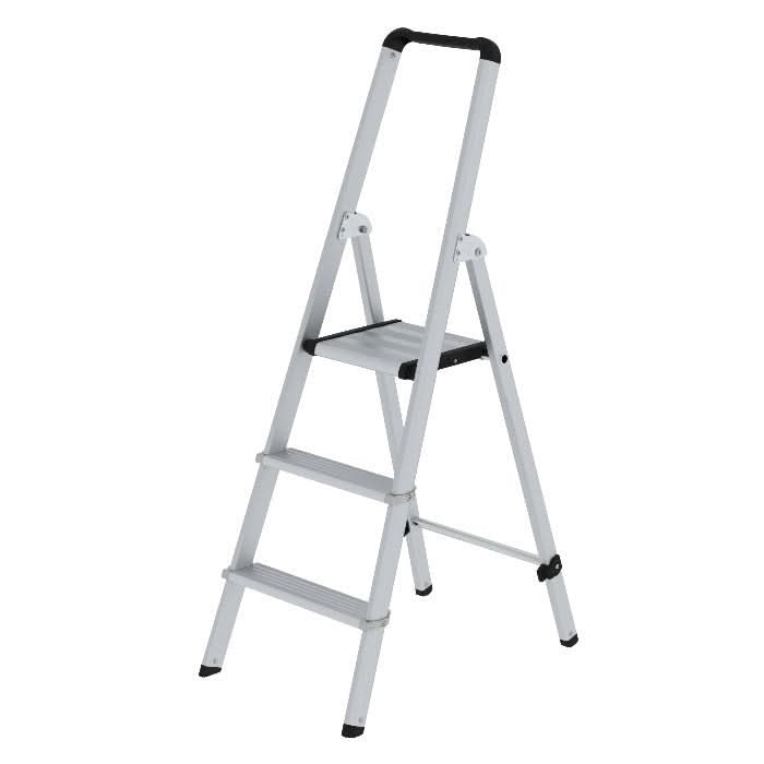 MUNK Günzburger Steigtechnik ML Stufen-Stehleiter einseitig begehbar Aluminium Eloxiert.