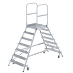 MUNK Podesttreppe beidseitig begehbar mit Federrollen Aluminium geriffelt.