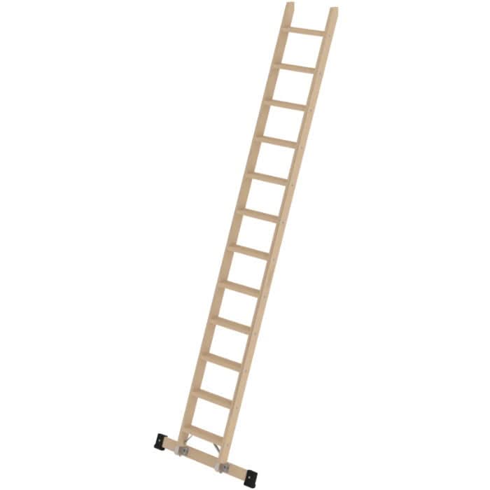 MUNK Günzburger Steigtechnik Stufen-Anlegeleiter Holz mit Traverse.