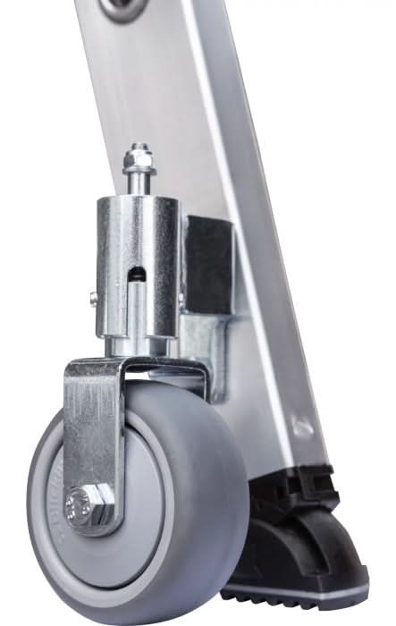 MUNK Günzburger Steigtechnik Stufen-Stehleiter einseitig begehbar mit Rollen.