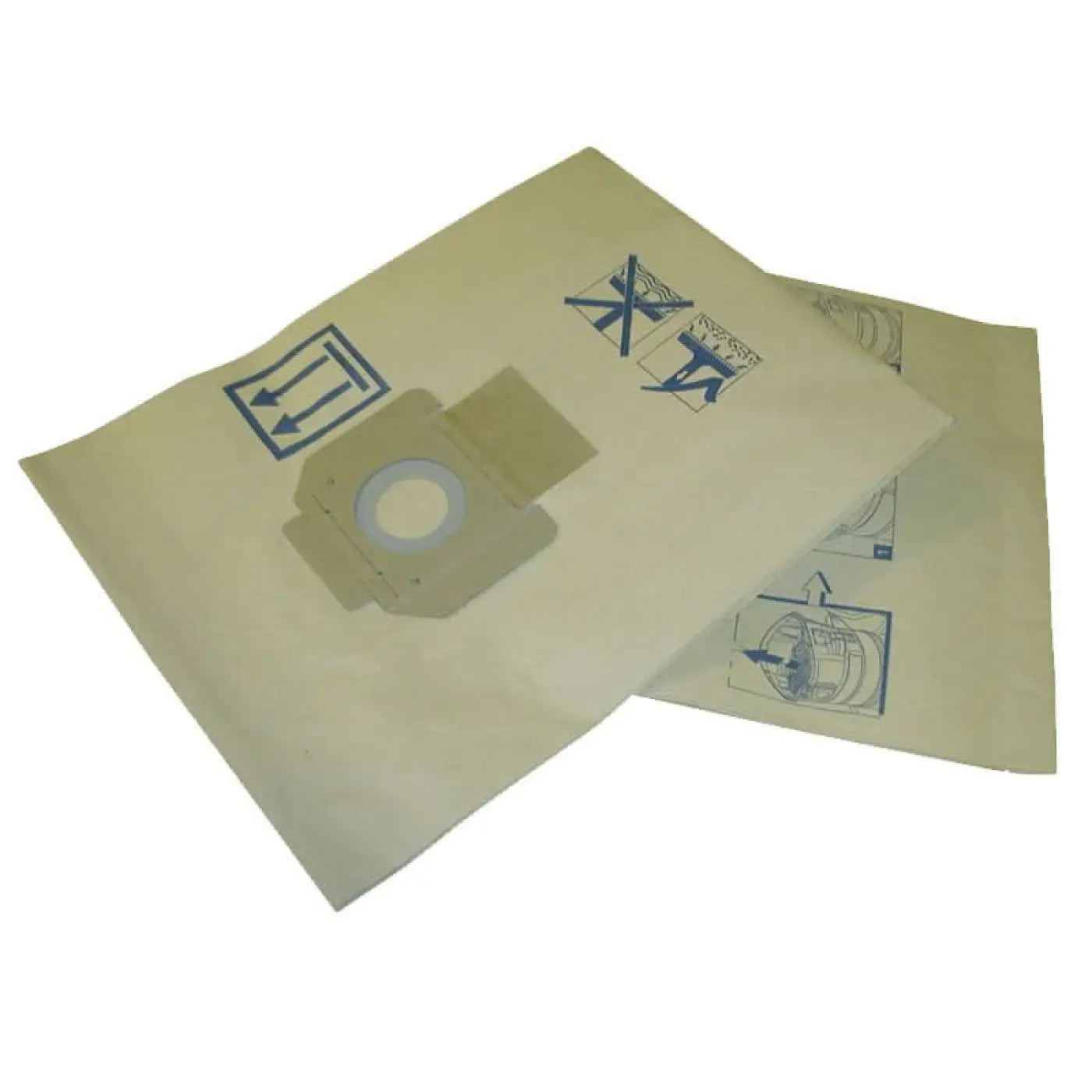Beige papier-filterbeutel mit blauer bedienungsanleitung und rundem ausschnitt für nilfisk attix 751 761 791 staubsauger