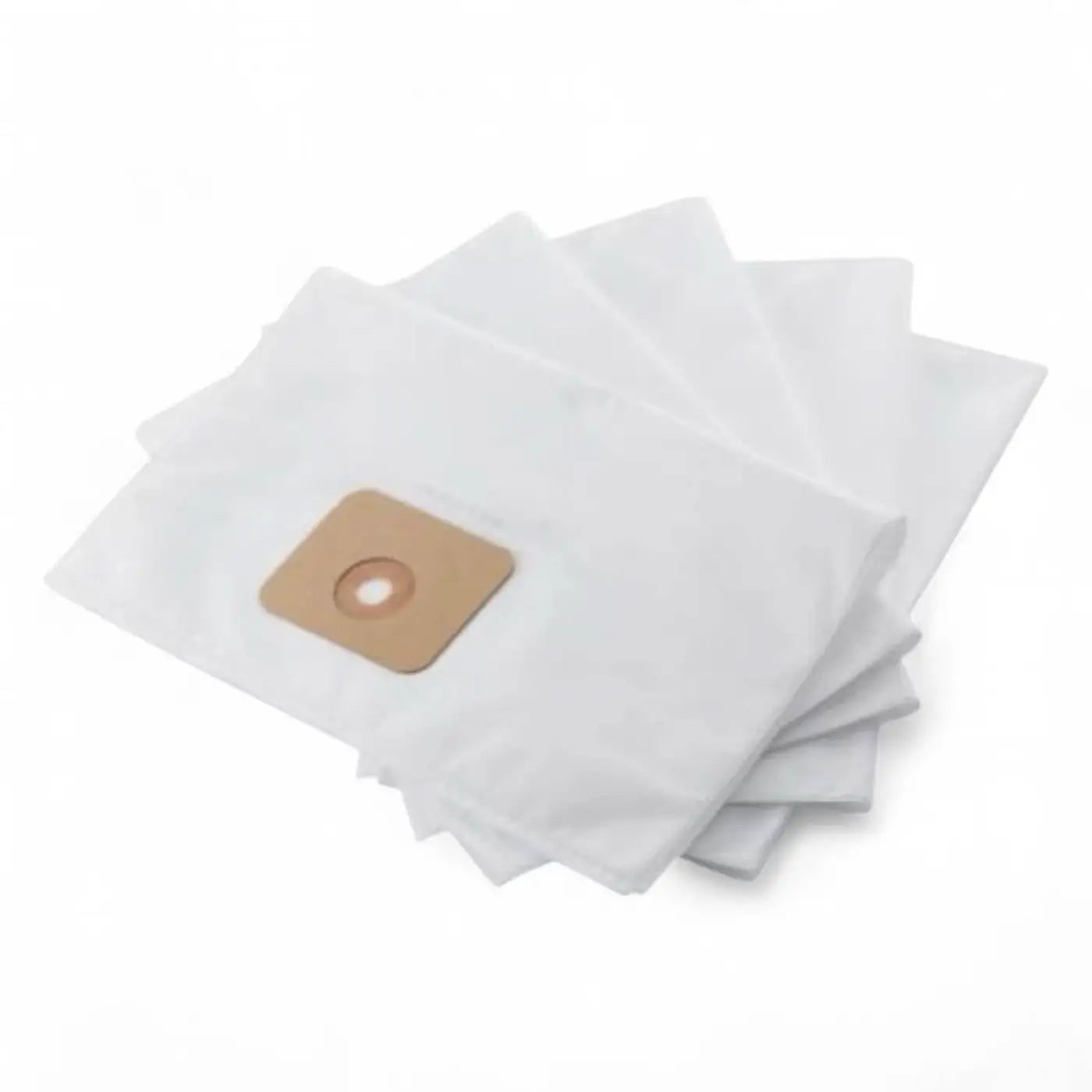 Weiße papierreinigungsbeutel mit braunem kartonfalz und mittlerem loch für nilfisk staubbeutel vlies 10 liter 10 stück