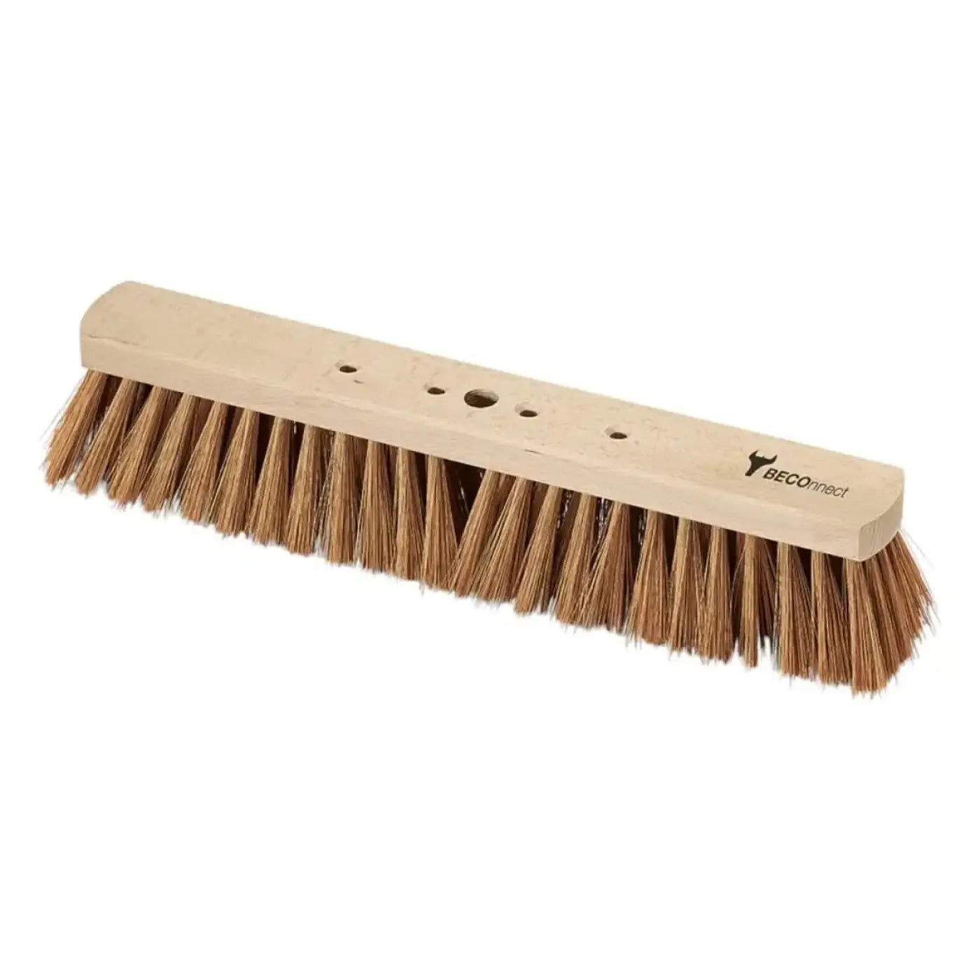 Beige holzgriff besen mit natürlichen braunen kokosborsten nölle beconnect saalbesen poly-kokos
