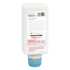 Weiße plastikflasche mit blauem deckel und label physioderm cura soft hautpflegecreme für normale bis empfindliche haut