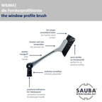 Sauba fensterprofilbürste wilma mit adapter in silber und schwarz mit verstellbarem griff für schwer erreichbare ecken