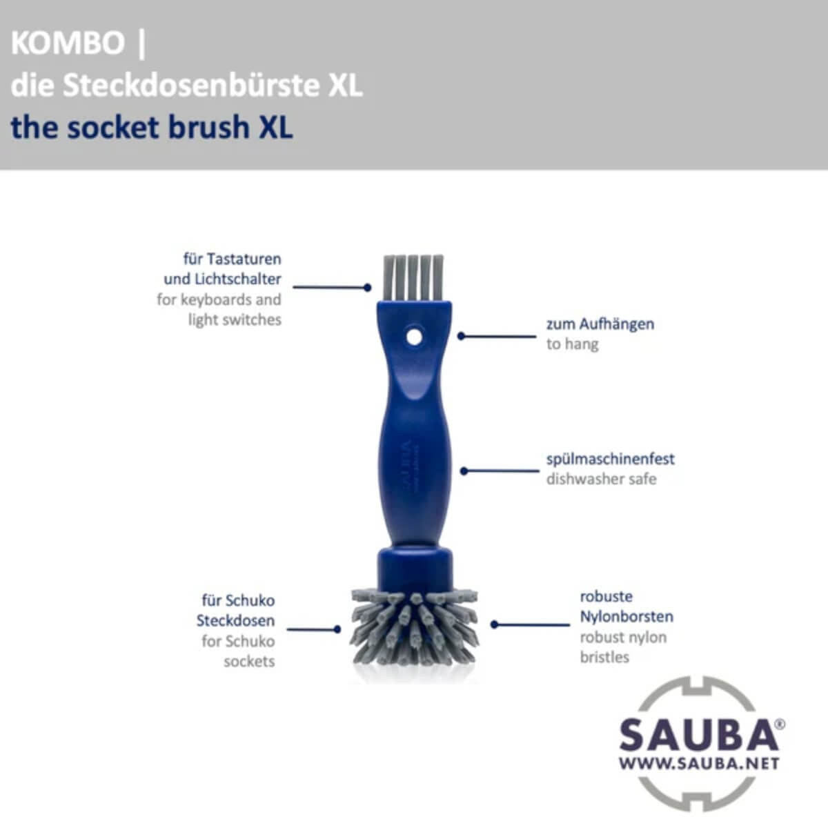 SAUBA KOMBO Technik-/Steckdosenbürste XL.