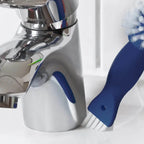 Sauba waschbeckenbürste wanda mit chrom-finish und modernem design sowie blauem griff aus robustem material