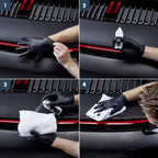 Schwarze gummihandschuhe mit strukturierten Fingerspitzen und verstärkten knöcheln für präzisionsarbeiten am sonax profiline ceramic coating cc evo auto