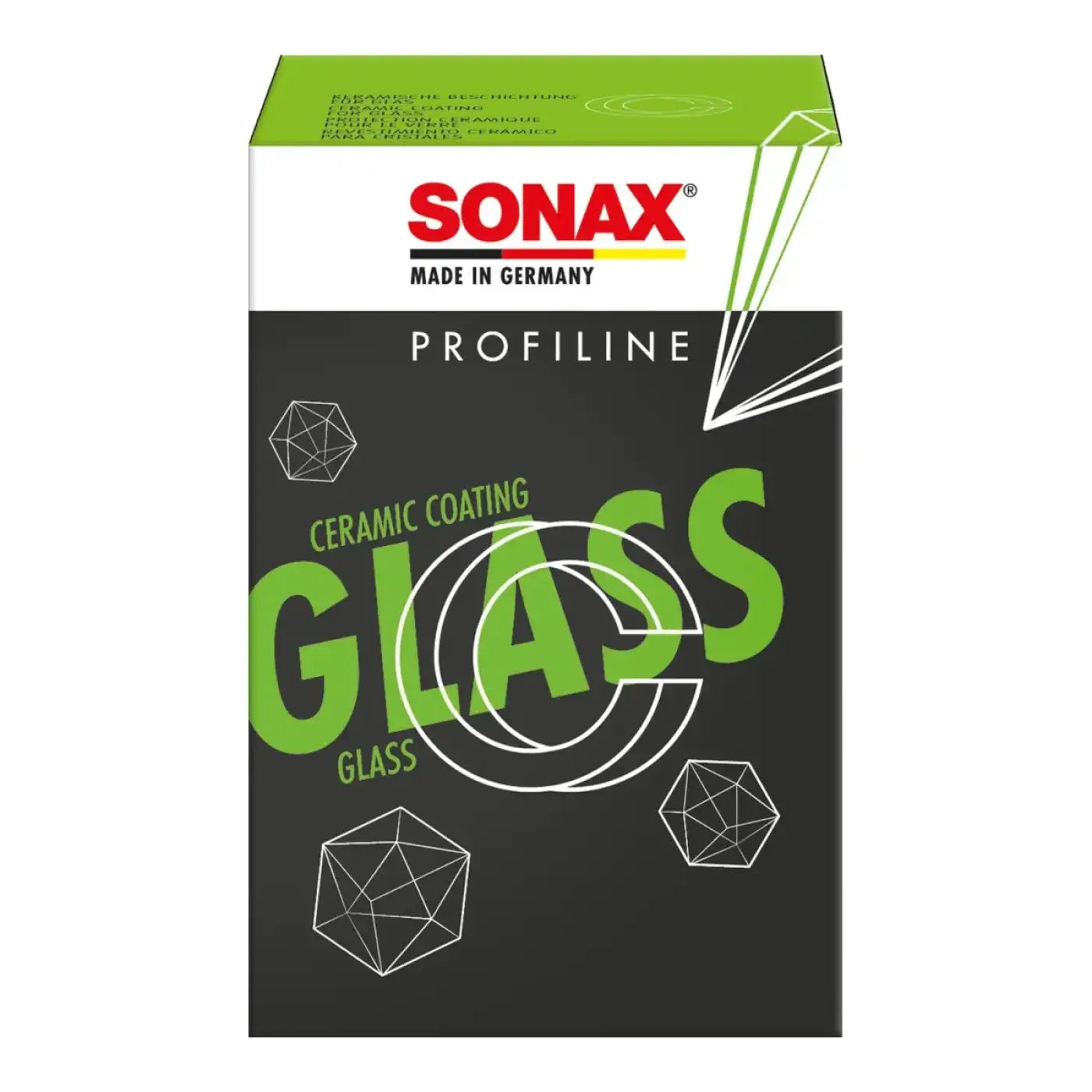 Sonax profiline ceramic coating cc glass in schwarzer und limettengrüner Verpackung für Glasbehandlung