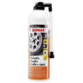 Sonax reifenfix pannen-set mit weißem reifenpannenspray in dose mit orangefarbenem etikett und schwarzer sprühdüse