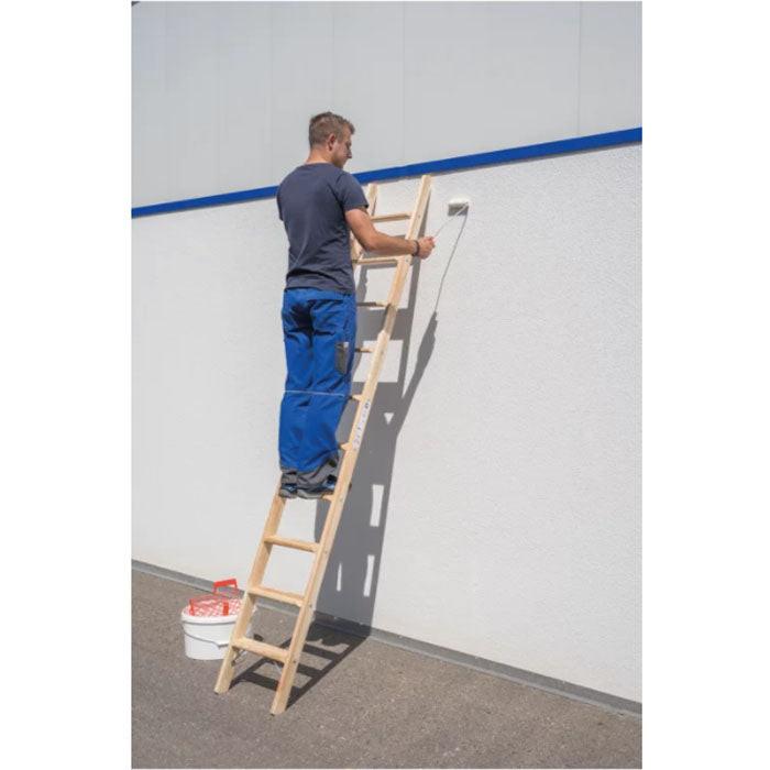 Munk Günzburger Steigtechnik Stufen-Anlegeleiter aus Holz ohne Traverse 8 Stufen Anwendung Malerleiter
