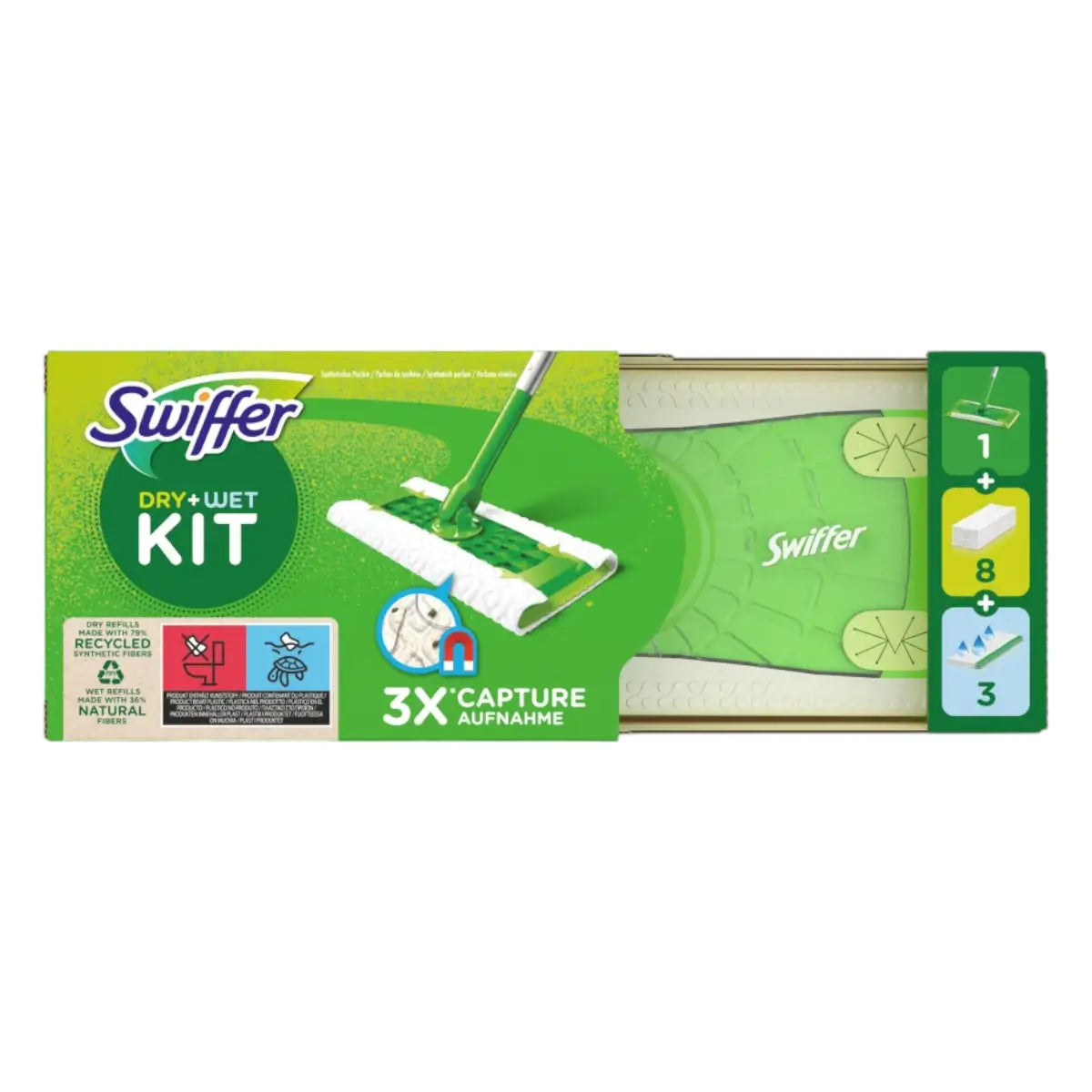 SWIFFER Dry & Wet Bodenwischer Set mit Halter & Tüchern
